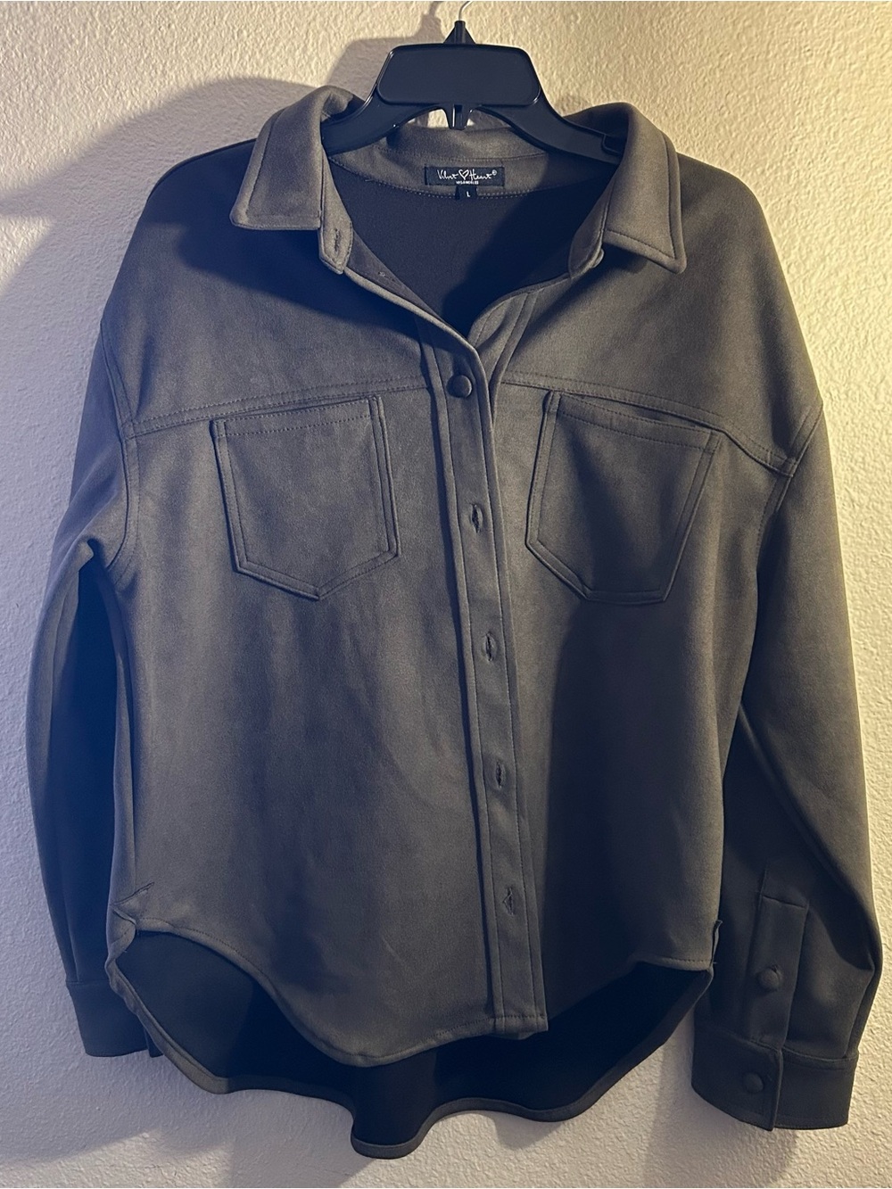 Velvet Heart Faux Suede shirt in Charcoal Grey